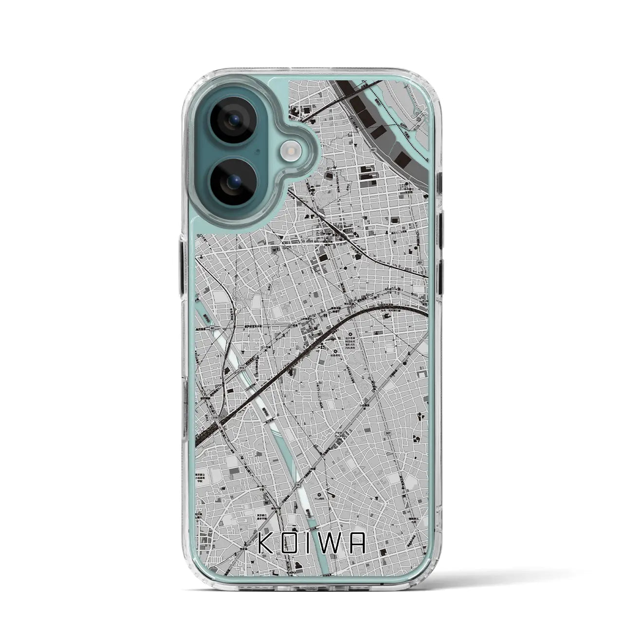 【小岩（東京都）】地図柄iPhoneケース（MagSafeタイプ）モノトーン・iPhone 16 Pro 用