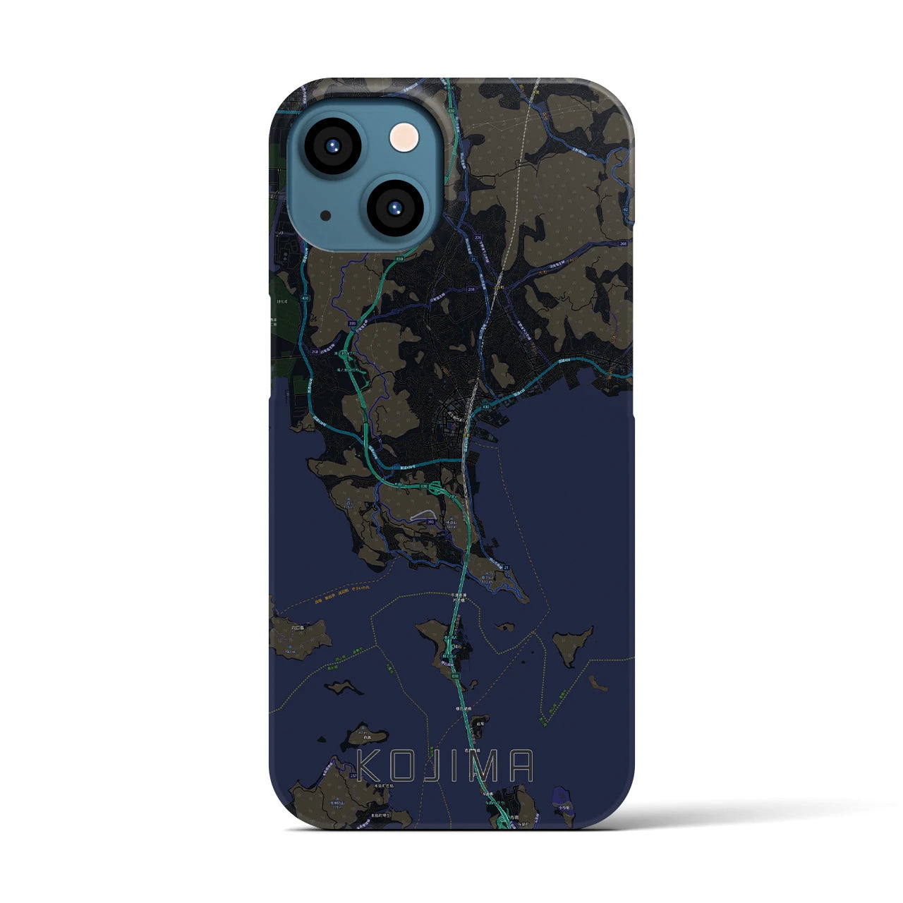 【児島（岡山県）】地図柄iPhoneケース（バックカバータイプ）