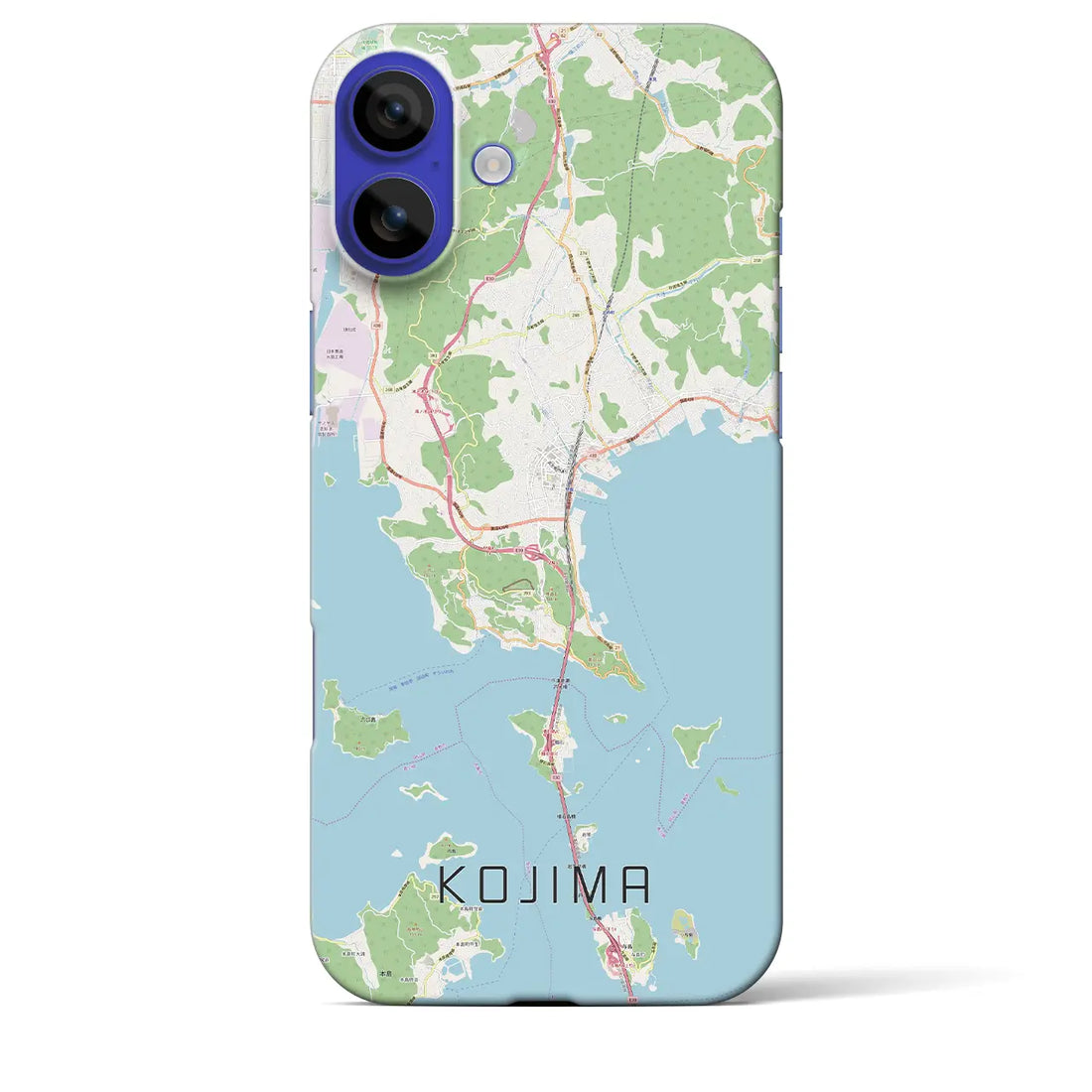 【児島（岡山県）】地図柄iPhoneケース（バックカバータイプ）ナチュラル・iPhone 16 Pro Max 用