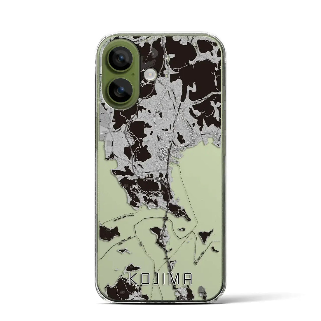 【児島（岡山県）】地図柄iPhoneケース（クリアタイプ）モノトーン・iPhone 17 Pro Max 用