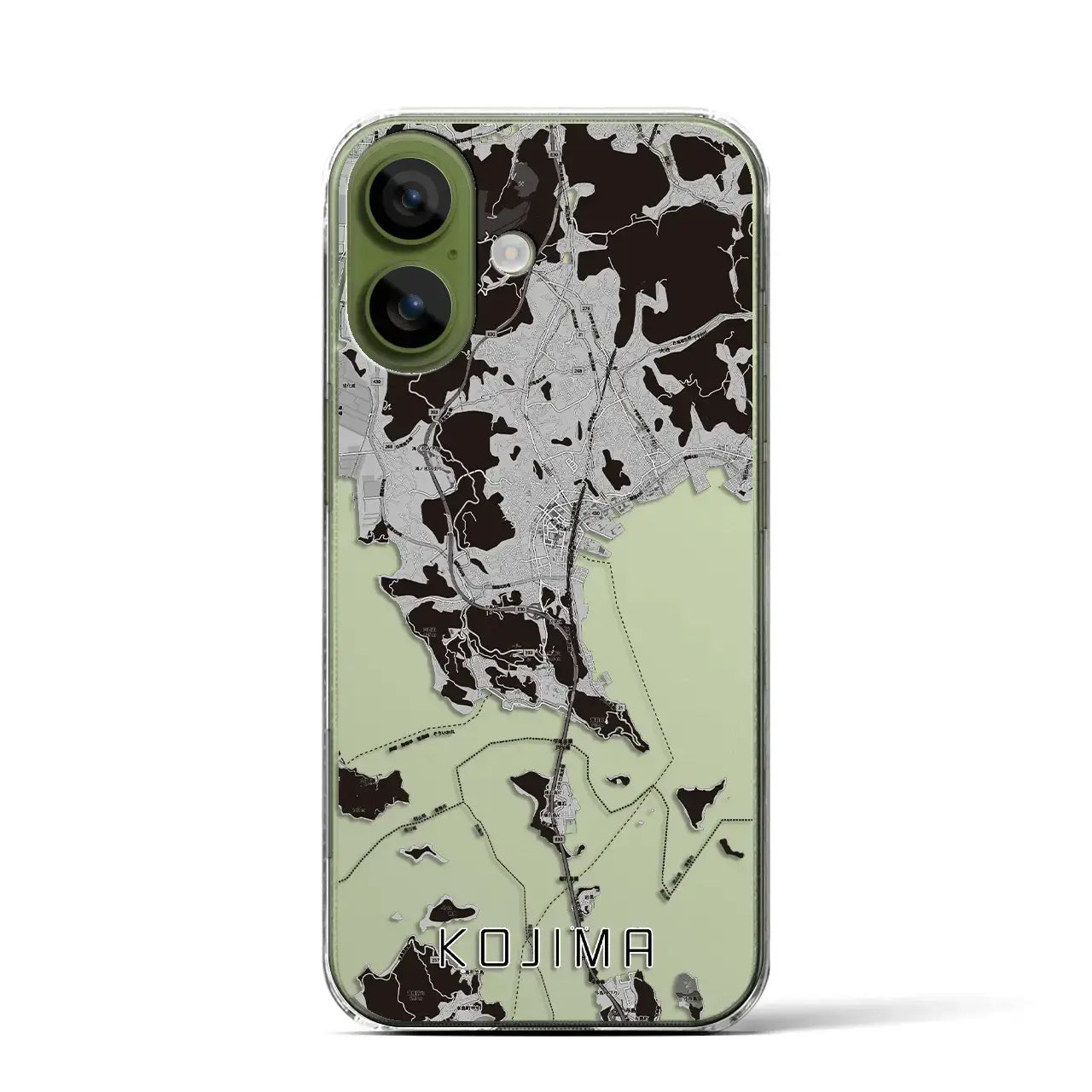【児島（岡山県）】地図柄iPhoneケース（クリアタイプ）モノトーン・iPhone 17 Pro Max 用