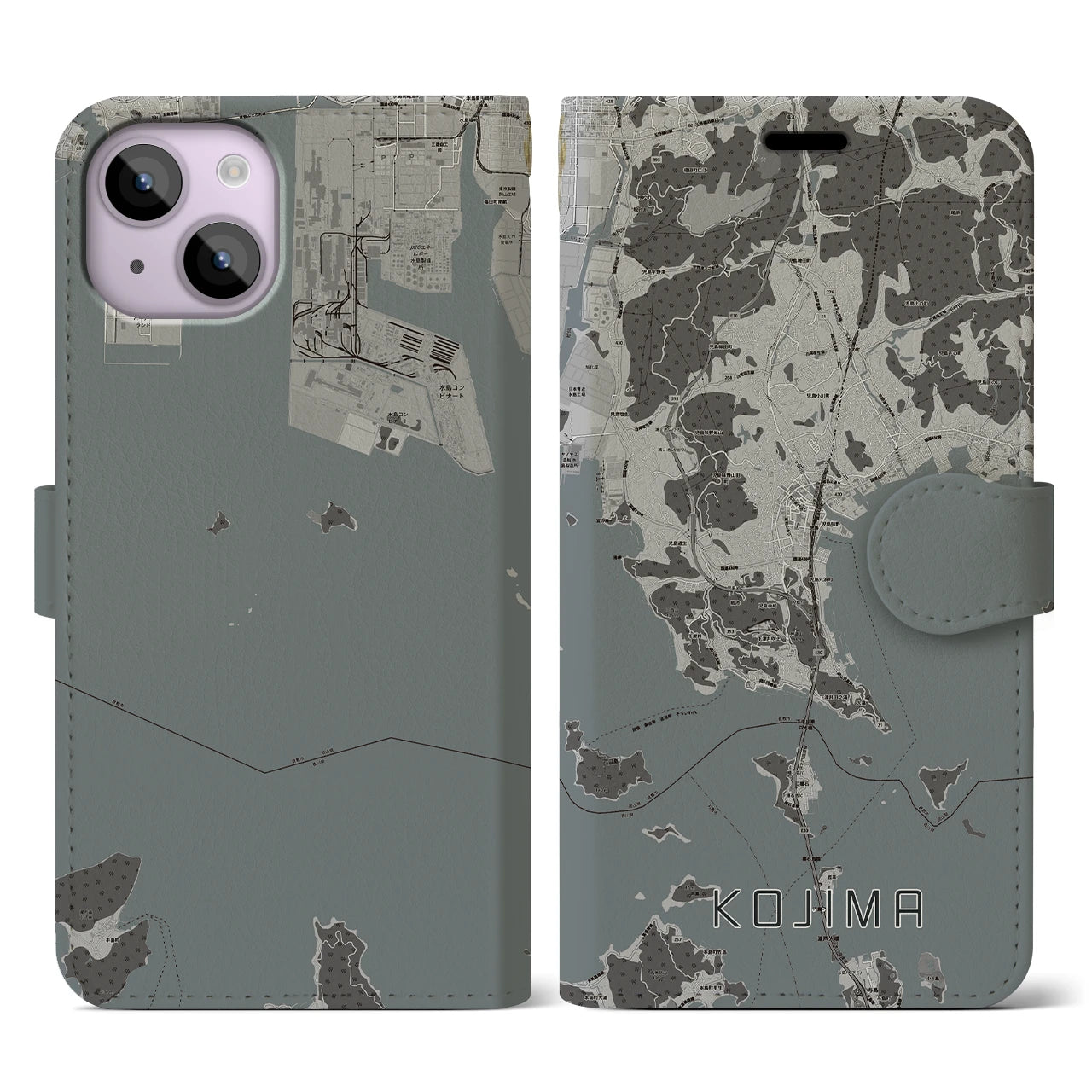 【児島（岡山県）】地図柄iPhoneケース（手帳タイプ）