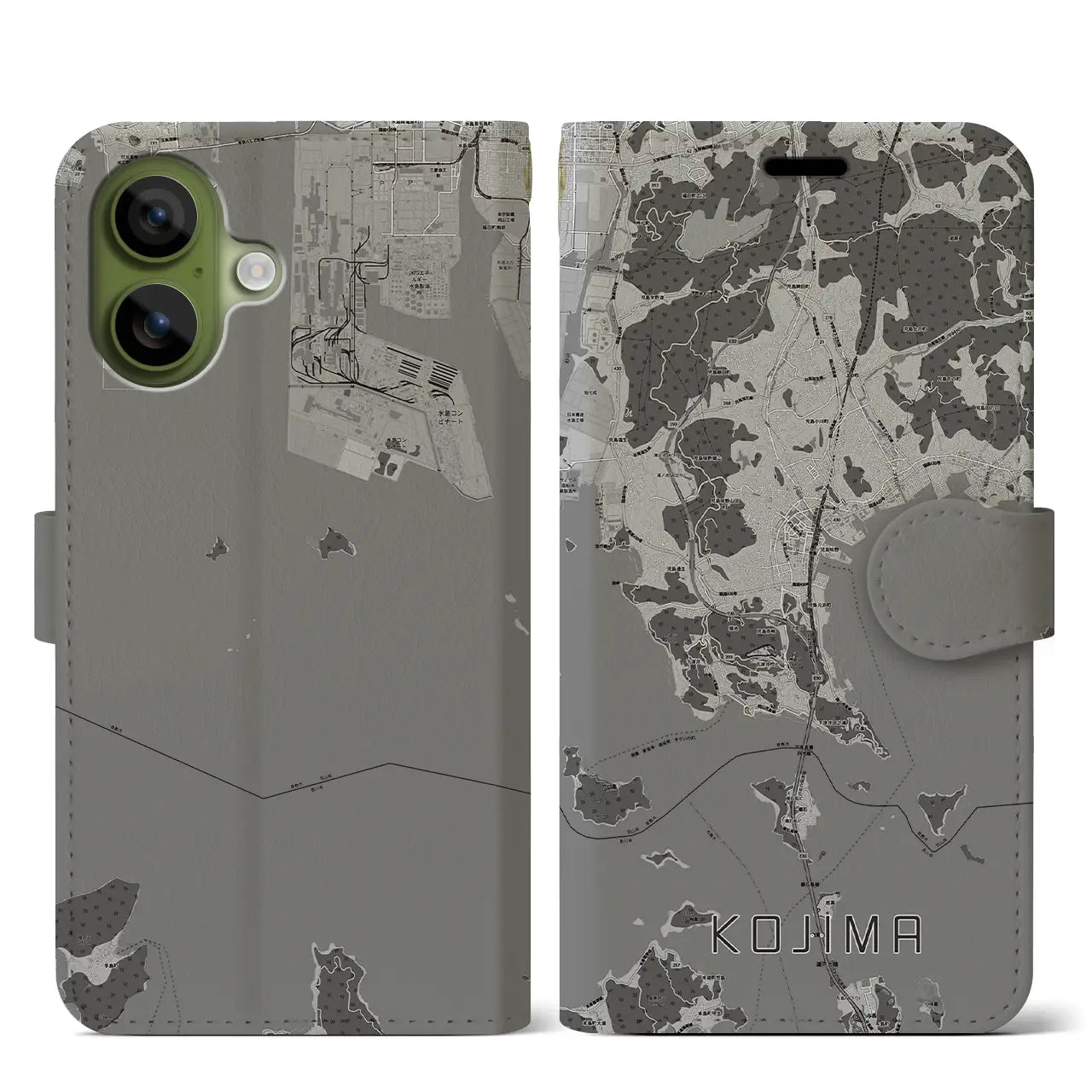 【児島（岡山県）】地図柄iPhoneケース（手帳タイプ）