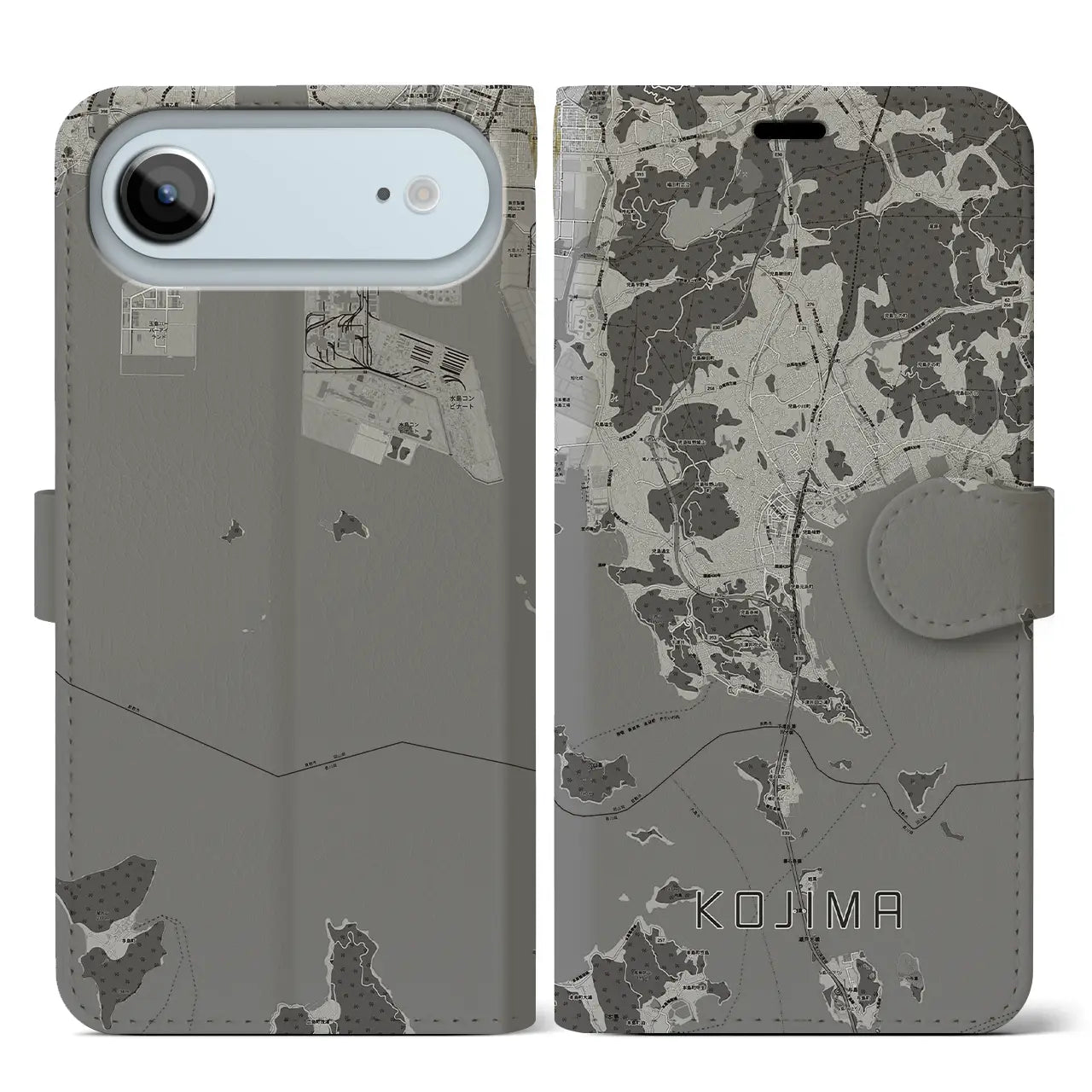 【児島（岡山県）】地図柄iPhoneケース（手帳タイプ）