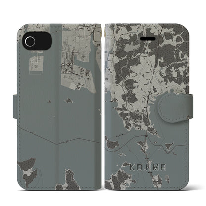 【児島（岡山県）】地図柄iPhoneケース（手帳タイプ）モノトーン・iPhone SE（第3 / 第2世代） / 8 / 7 / 6s / 6 用