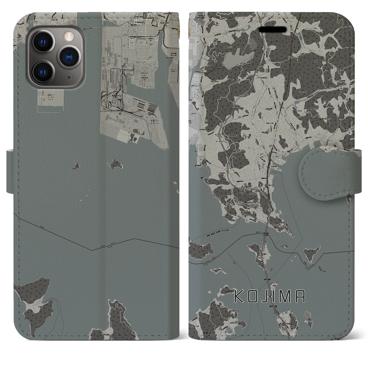 【児島（岡山県）】地図柄iPhoneケース（手帳タイプ）