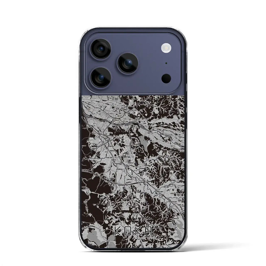 【甲賀(滋賀県)】地図柄iPhoneケース(クリアタイプ)モノトーン・iPhone 17 Pro Max 用