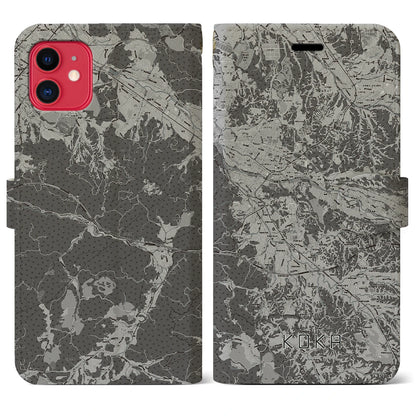 【甲賀（滋賀県）】地図柄iPhoneケース（手帳タイプ）モノトーン・iPhone 11 用