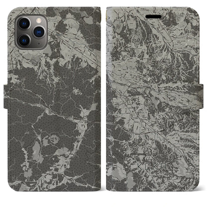 【甲賀（滋賀県）】地図柄iPhoneケース（手帳タイプ）モノトーン・iPhone 11 Pro Max 用