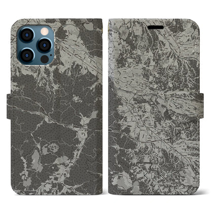 【甲賀（滋賀県）】地図柄iPhoneケース（手帳タイプ）モノトーン・iPhone 12 / 12 Pro 用