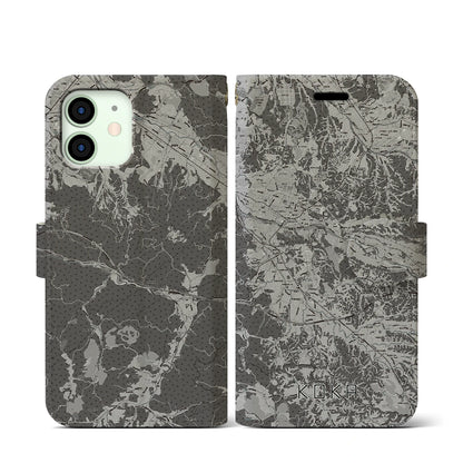 【甲賀（滋賀県）】地図柄iPhoneケース（手帳タイプ）モノトーン・iPhone 12 mini 用