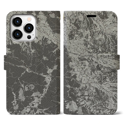 【甲賀（滋賀県）】地図柄iPhoneケース（手帳タイプ）モノトーン・iPhone 13 Pro 用