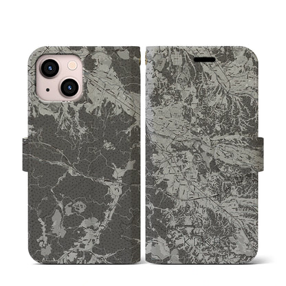 【甲賀（滋賀県）】地図柄iPhoneケース（手帳タイプ）モノトーン・iPhone 13 mini 用