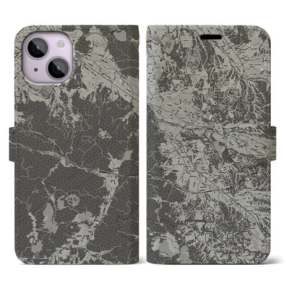 【甲賀（滋賀県）】地図柄iPhoneケース（手帳タイプ）モノトーン・iPhone 14 用