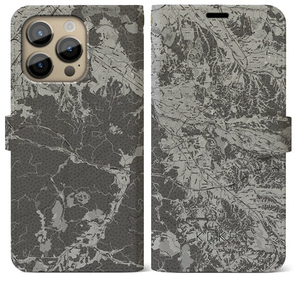 【甲賀（滋賀県）】地図柄iPhoneケース（手帳タイプ）モノトーン・iPhone 14 Pro Max 用