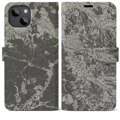 【甲賀（滋賀県）】地図柄iPhoneケース（手帳タイプ）モノトーン・iPhone 14 Plus 用