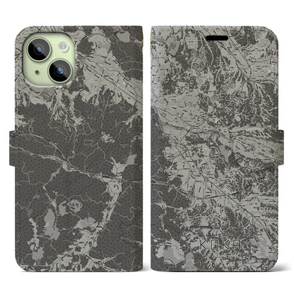 【甲賀（滋賀県）】地図柄iPhoneケース（手帳タイプ）モノトーン・iPhone 15 用