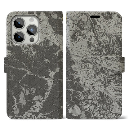 【甲賀（滋賀県）】地図柄iPhoneケース（手帳タイプ）モノトーン・iPhone 15 Pro 用