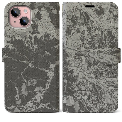 【甲賀（滋賀県）】地図柄iPhoneケース（手帳タイプ）モノトーン・iPhone 15 Plus 用