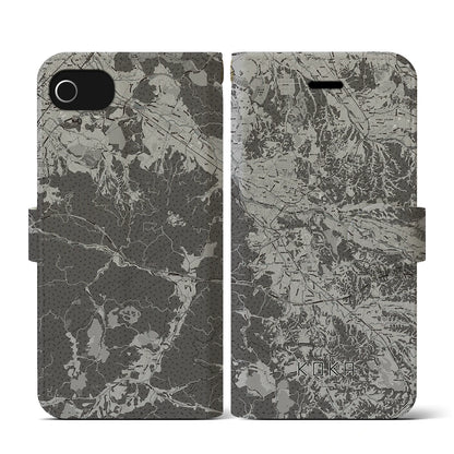 【甲賀（滋賀県）】地図柄iPhoneケース（手帳タイプ）モノトーン・iPhone SE（第3 / 第2世代） / 8 / 7 / 6s / 6 用