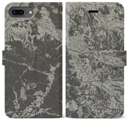 【甲賀（滋賀県）】地図柄iPhoneケース（手帳タイプ）モノトーン・iPhone 8Plus /7Plus / 6sPlus / 6Plus 用