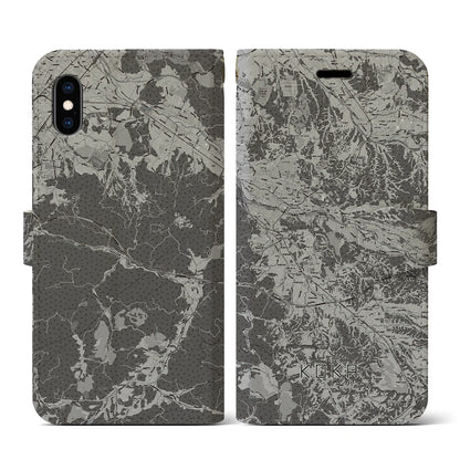 【甲賀（滋賀県）】地図柄iPhoneケース（手帳タイプ）モノトーン・iPhone XS / X 用