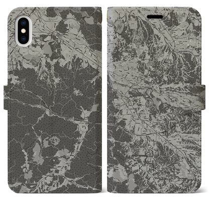 【甲賀（滋賀県）】地図柄iPhoneケース（手帳タイプ）モノトーン・iPhone XS Max 用