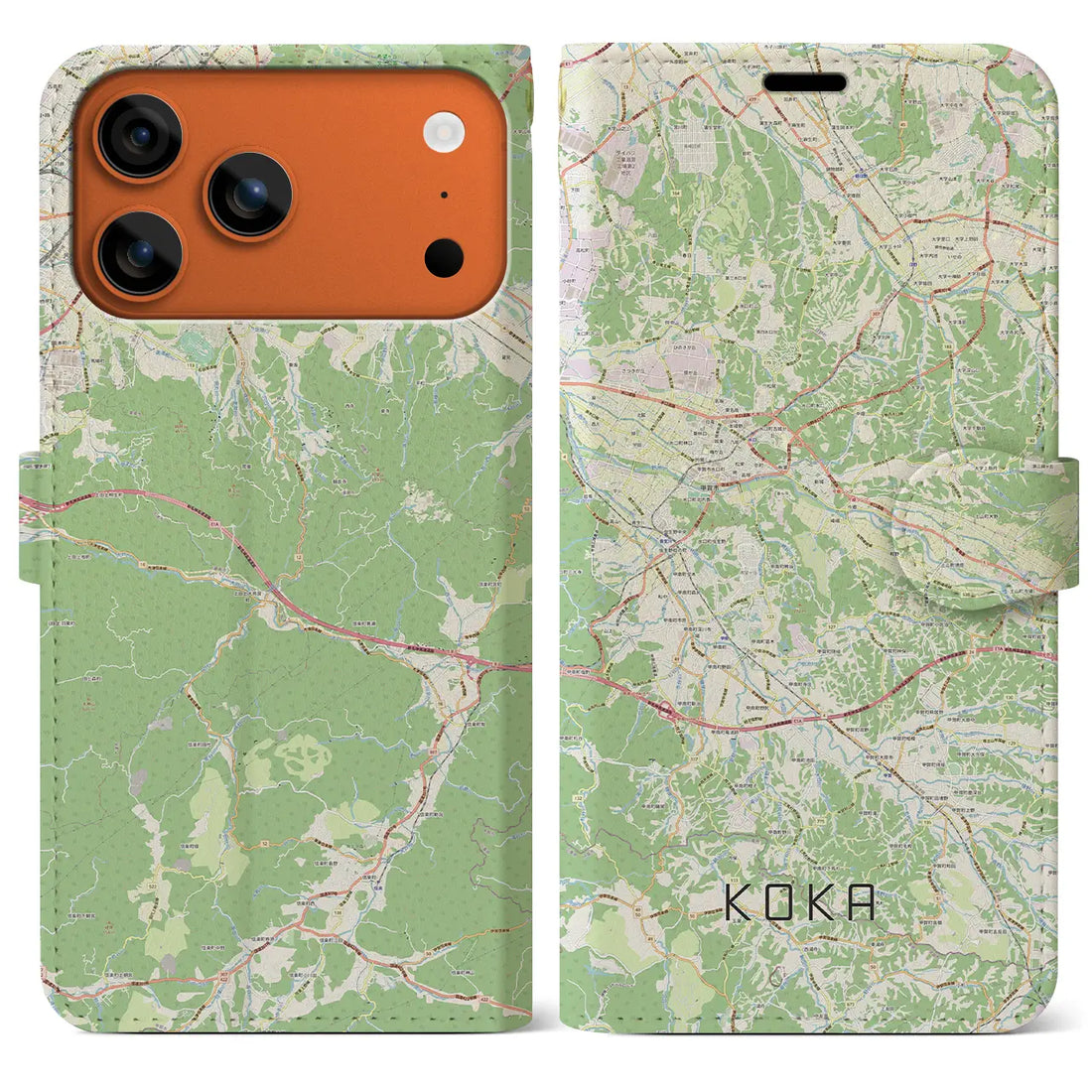 【甲賀（滋賀県）】地図柄iPhoneケース（手帳タイプ）モノトーン・iPhone 17 Pro Max 用