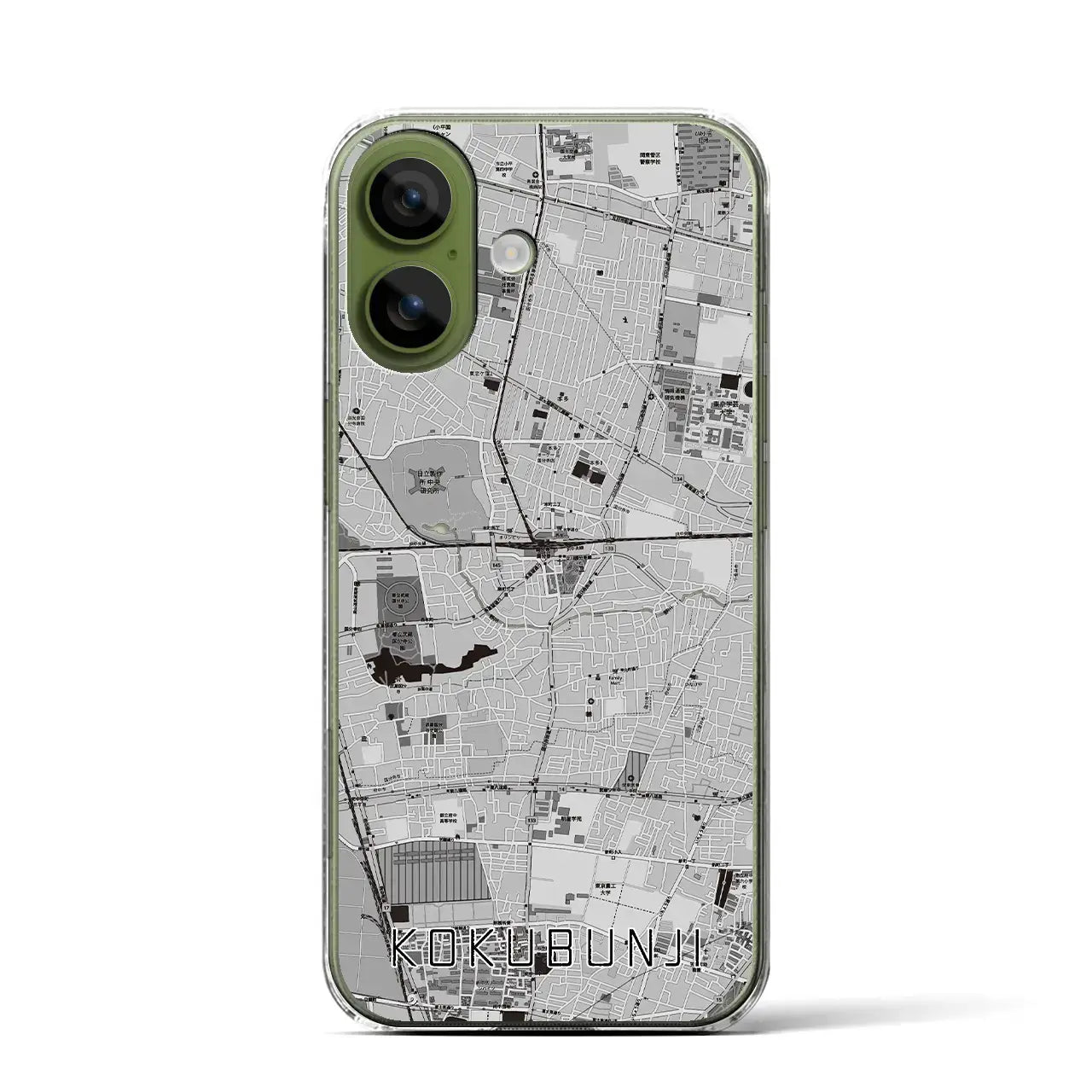 【国分寺（東京都）】地図柄iPhoneケース（クリアタイプ）モノトーン・iPhone 17 Pro Max 用