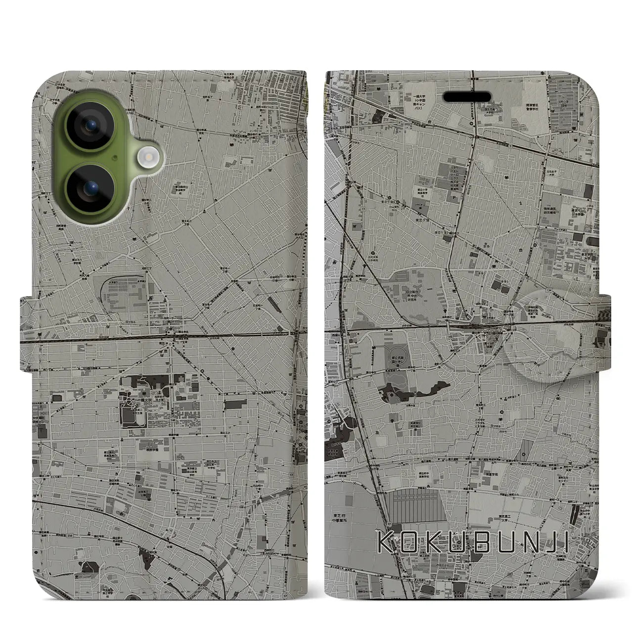 【国分寺（東京都）】地図柄iPhoneケース（手帳タイプ）