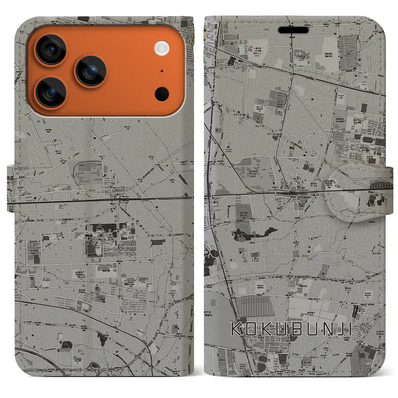 【国分寺（東京都）】地図柄iPhoneケース（手帳タイプ）