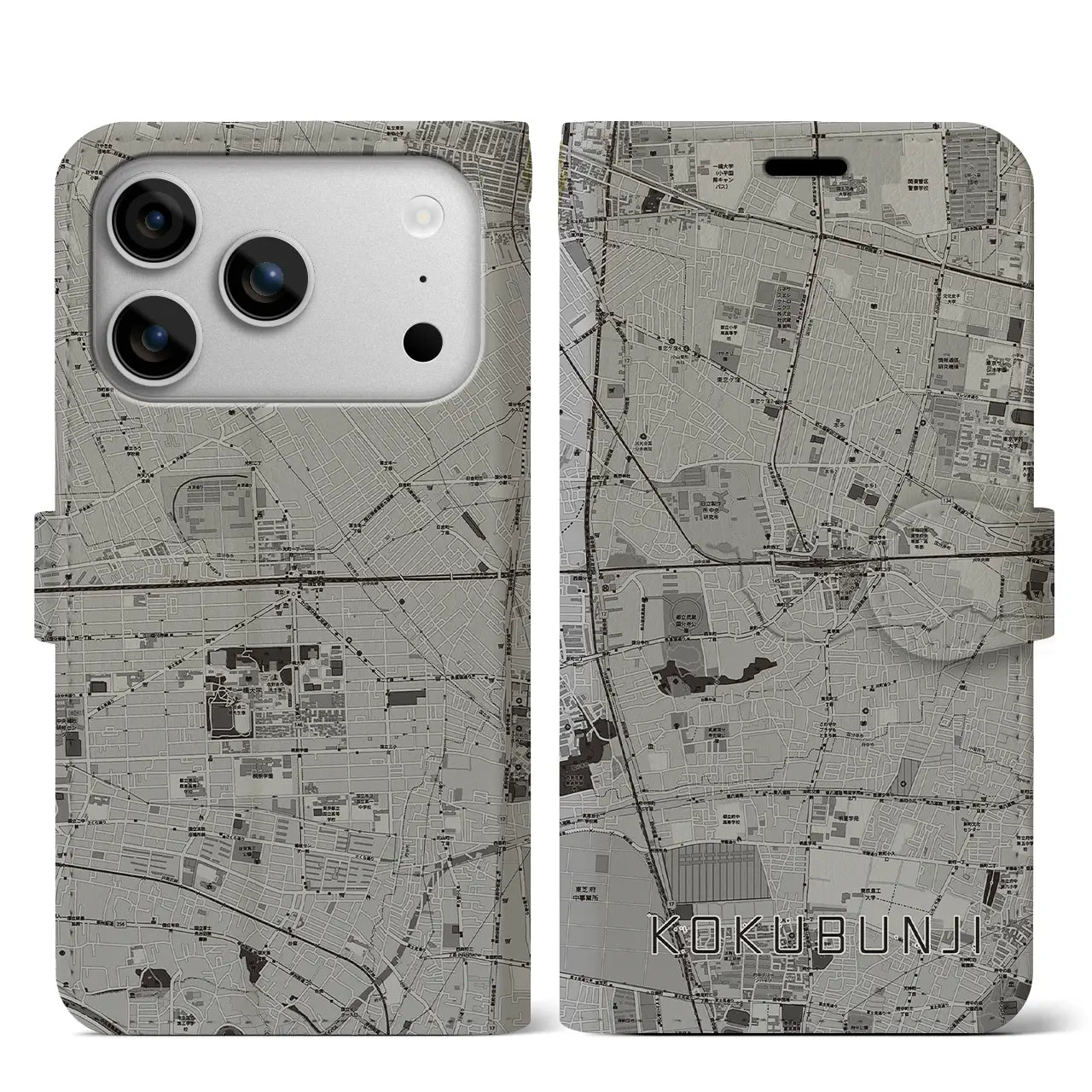 【国分寺（東京都）】地図柄iPhoneケース（手帳タイプ）