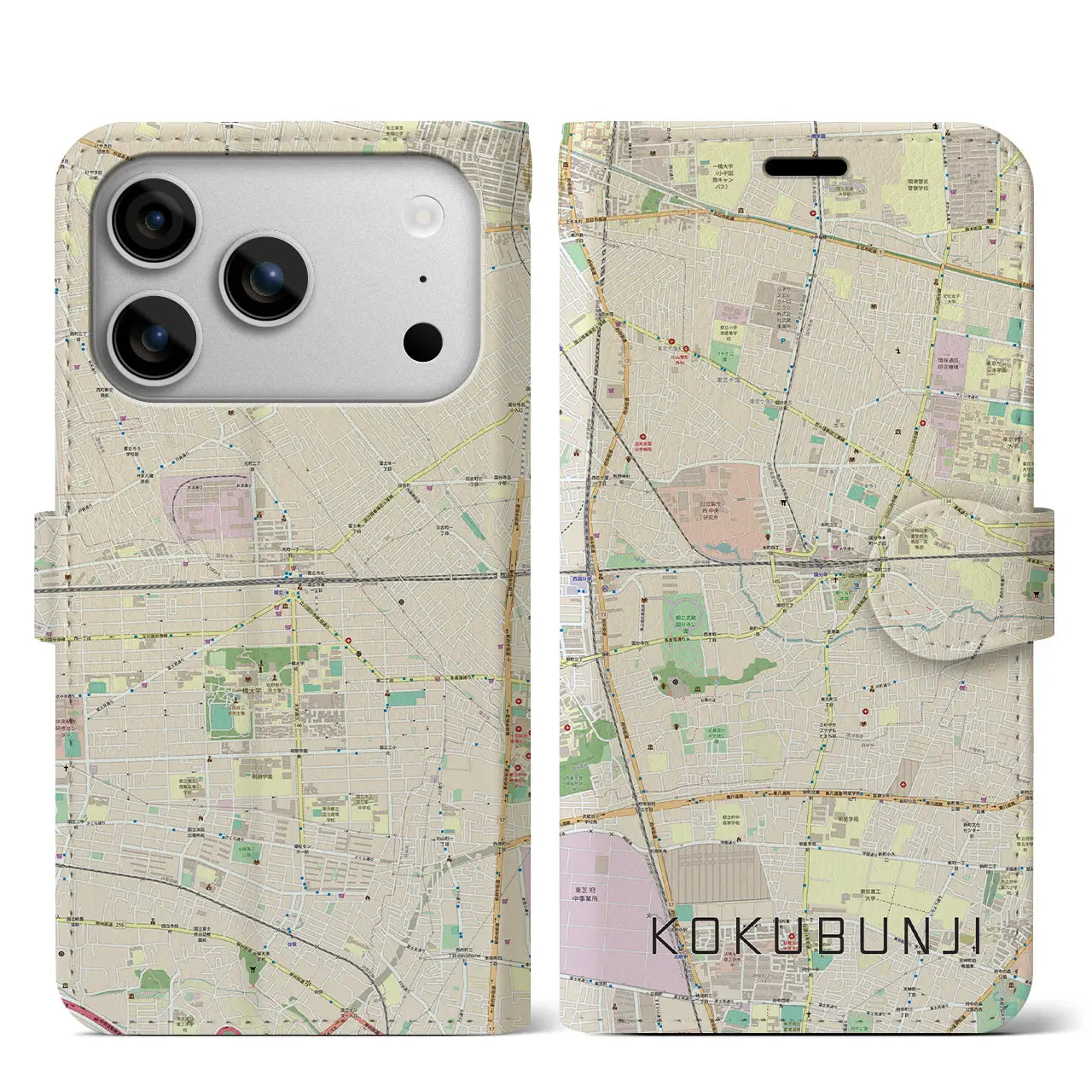 【国分寺（東京都）】地図柄iPhoneケース（手帳タイプ）