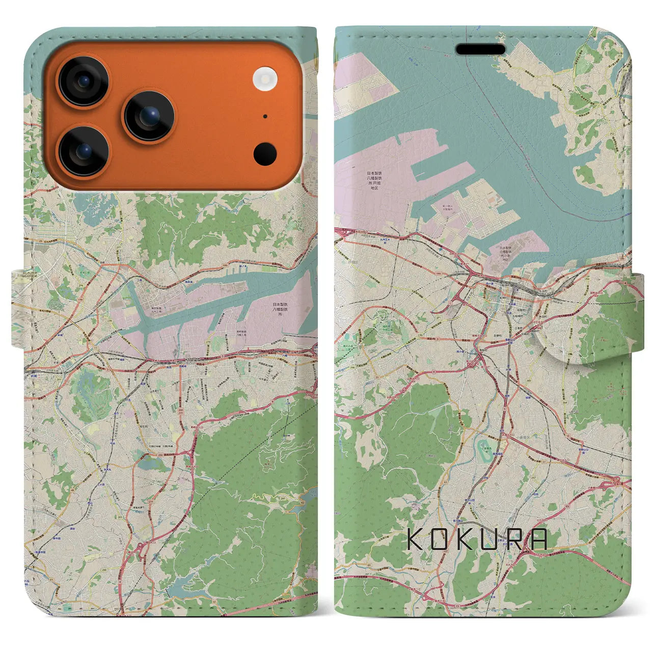 【小倉（福岡県）】地図柄iPhoneケース（手帳タイプ）