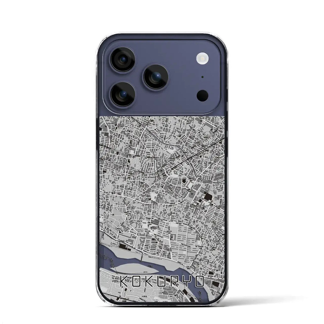 【国領(東京都)】地図柄iPhoneケース(クリアタイプ)モノトーン・iPhone 17 Pro Max 用