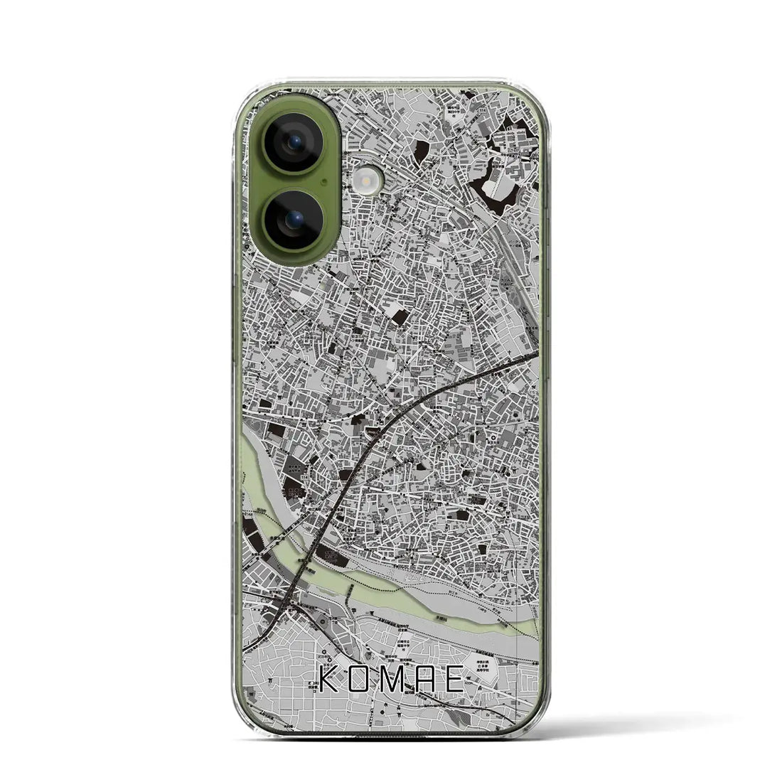 【狛江（東京都）】地図柄iPhoneケース（クリアタイプ）モノトーン・iPhone 17 Pro Max 用