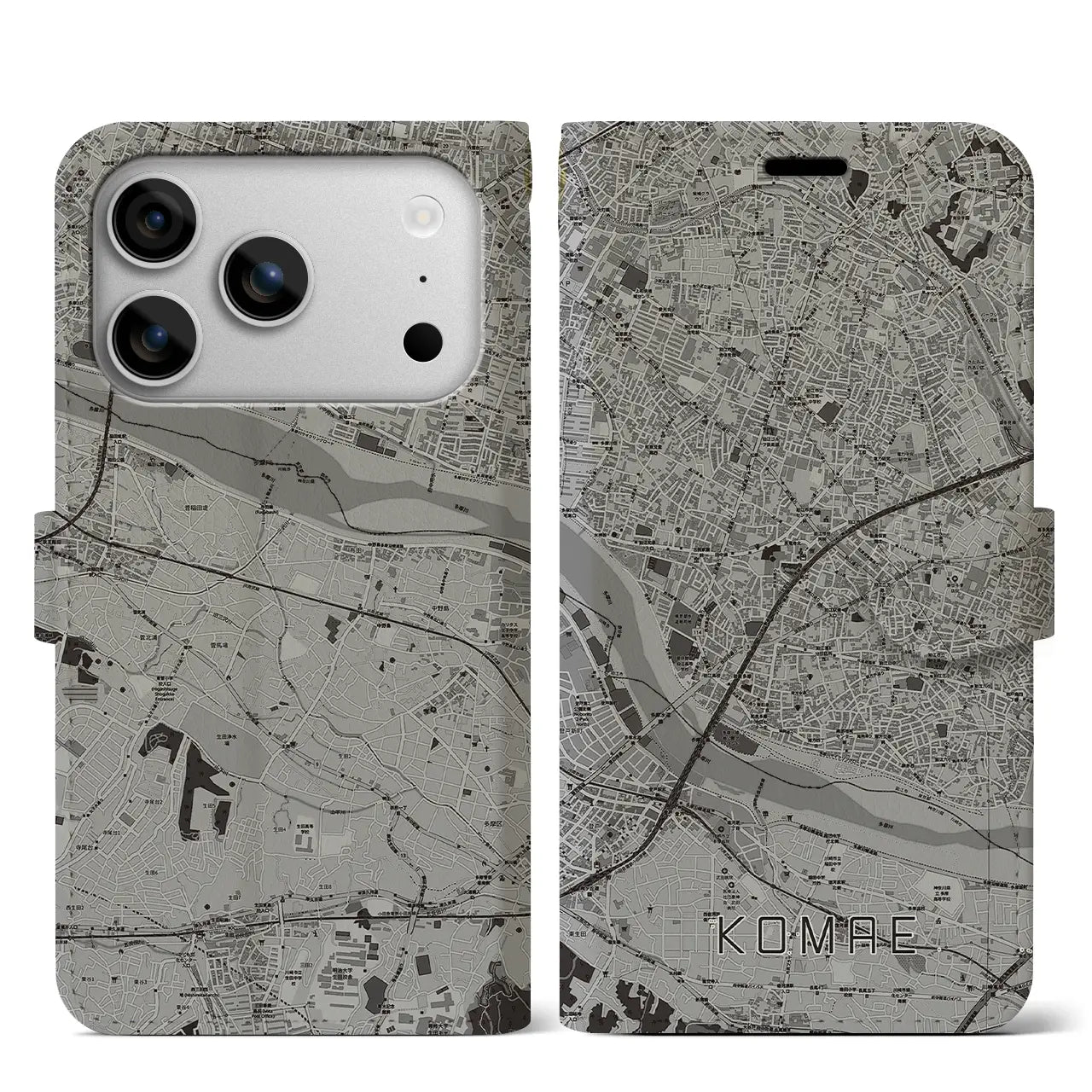 【狛江（東京都）】地図柄iPhoneケース（手帳タイプ）