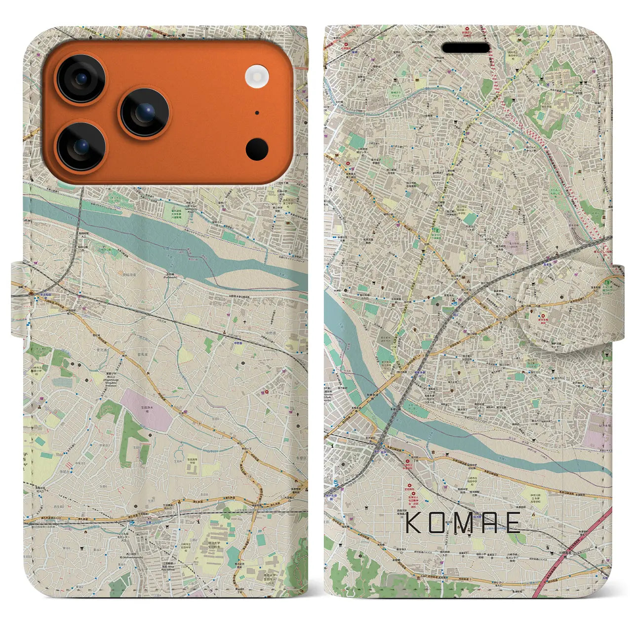 【狛江（東京都）】地図柄iPhoneケース（手帳タイプ）