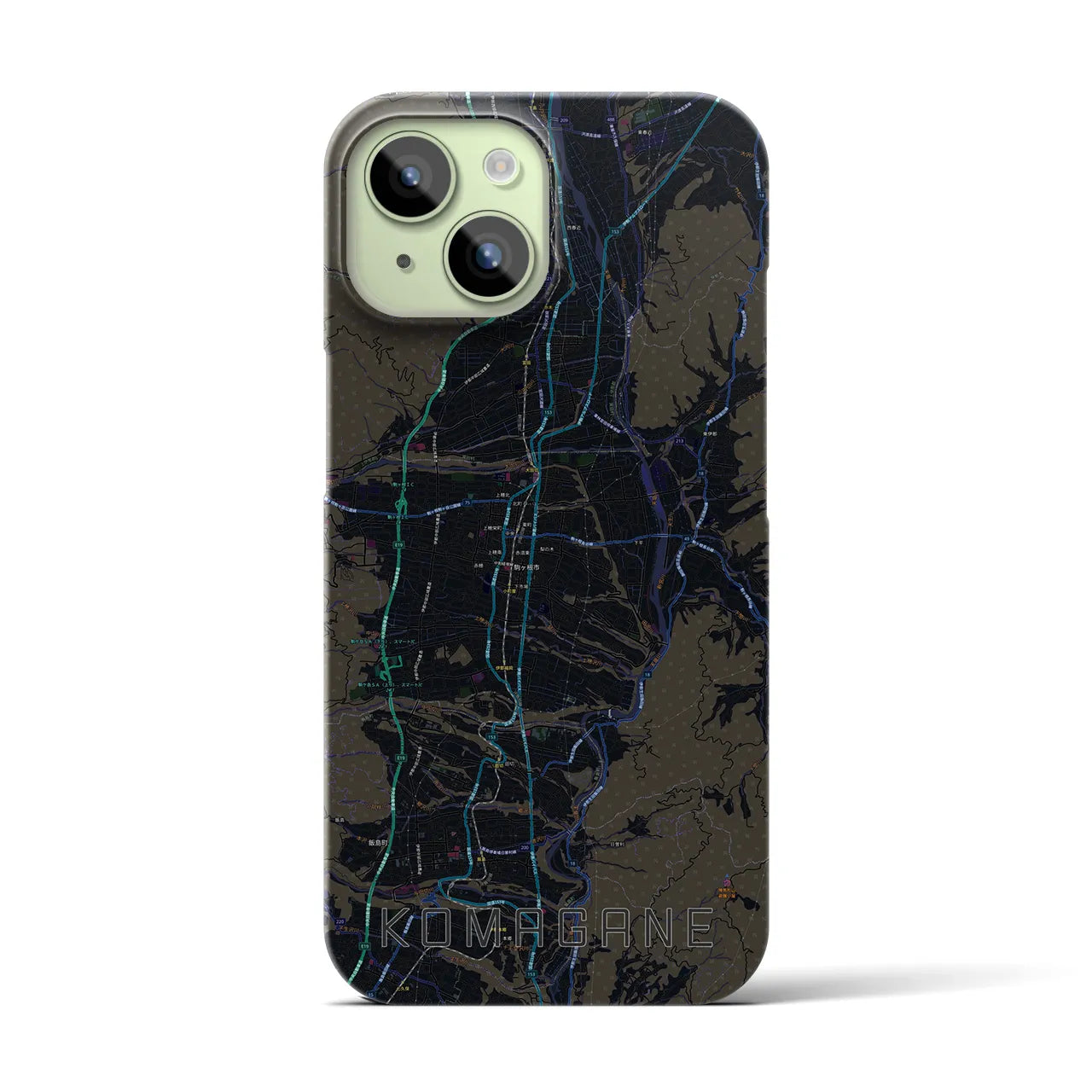 【駒ヶ根（長野県）】地図柄iPhoneケース（バックカバータイプ）
