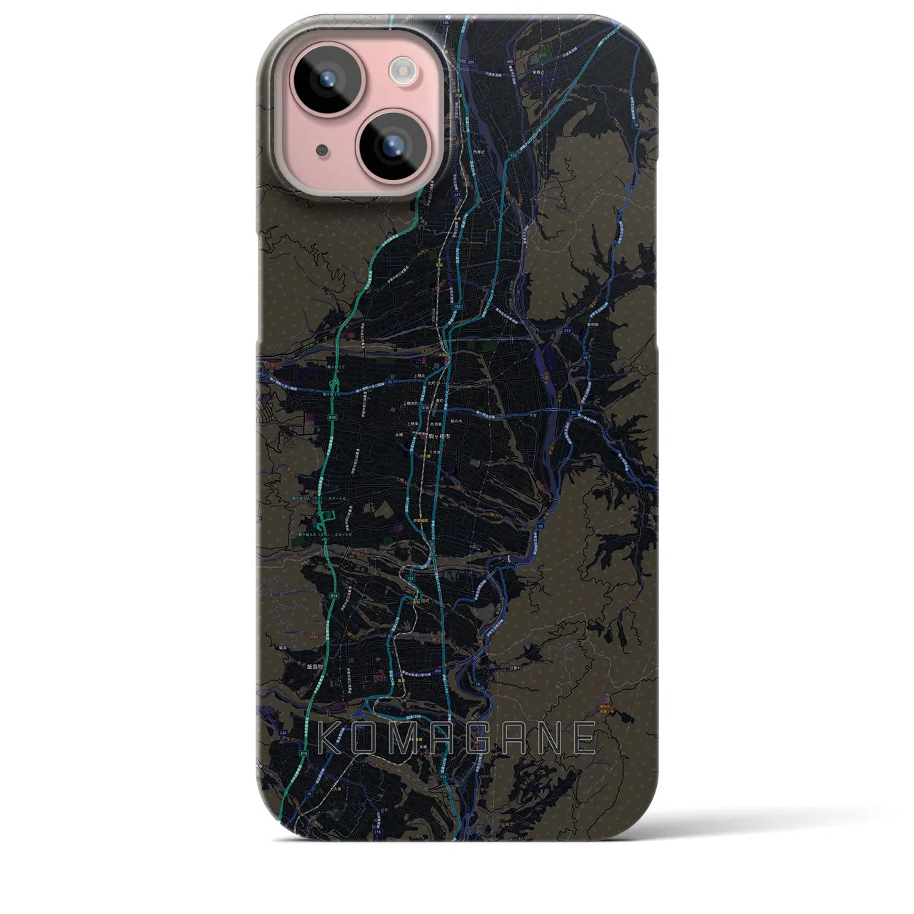 【駒ヶ根（長野県）】地図柄iPhoneケース（バックカバータイプ）