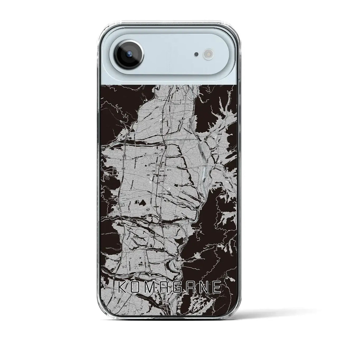 【駒ヶ根（長野県）】地図柄iPhoneケース（クリアタイプ）モノトーン・iPhone 17 Pro Max 用