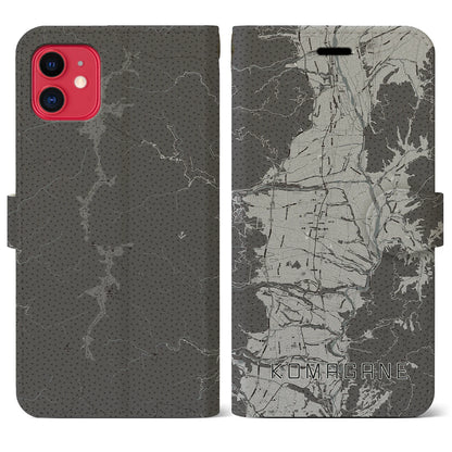 【駒ヶ根（長野県）】地図柄iPhoneケース（手帳タイプ）モノトーン・iPhone 11 用