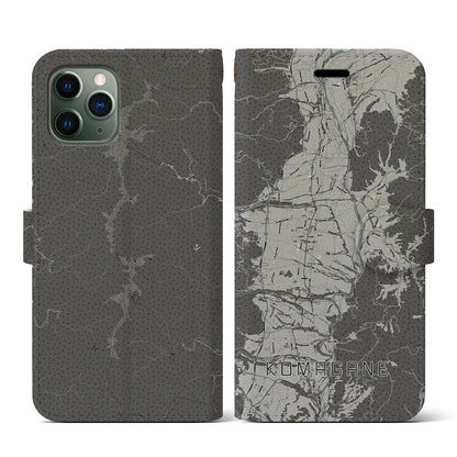 【駒ヶ根（長野県）】地図柄iPhoneケース（手帳タイプ）モノトーン・iPhone 11 Pro 用