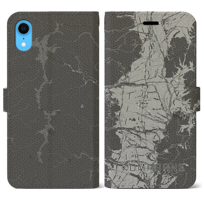 【駒ヶ根（長野県）】地図柄iPhoneケース（手帳タイプ）モノトーン・iPhone XR 用