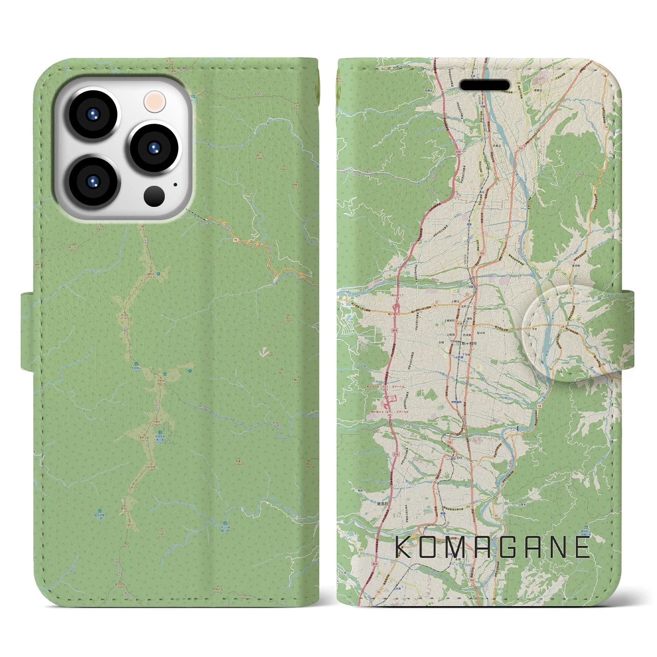 【駒ヶ根（長野県）】地図柄iPhoneケース（手帳タイプ）