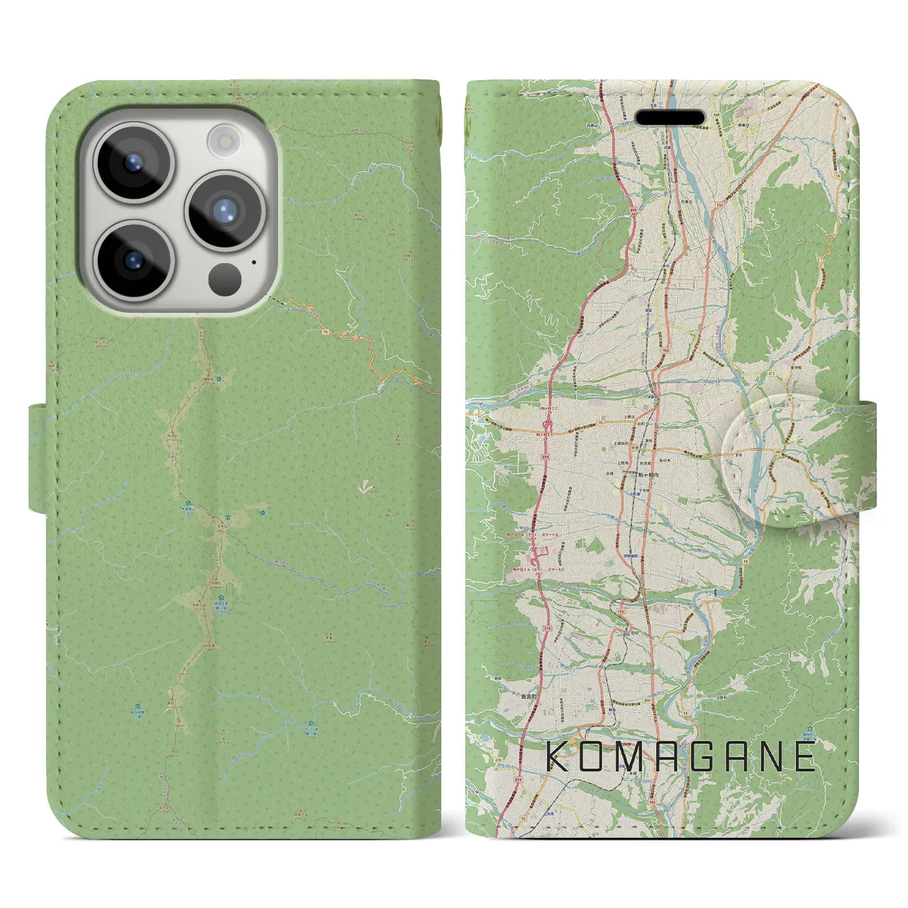 【駒ヶ根（長野県）】地図柄iPhoneケース（手帳タイプ）