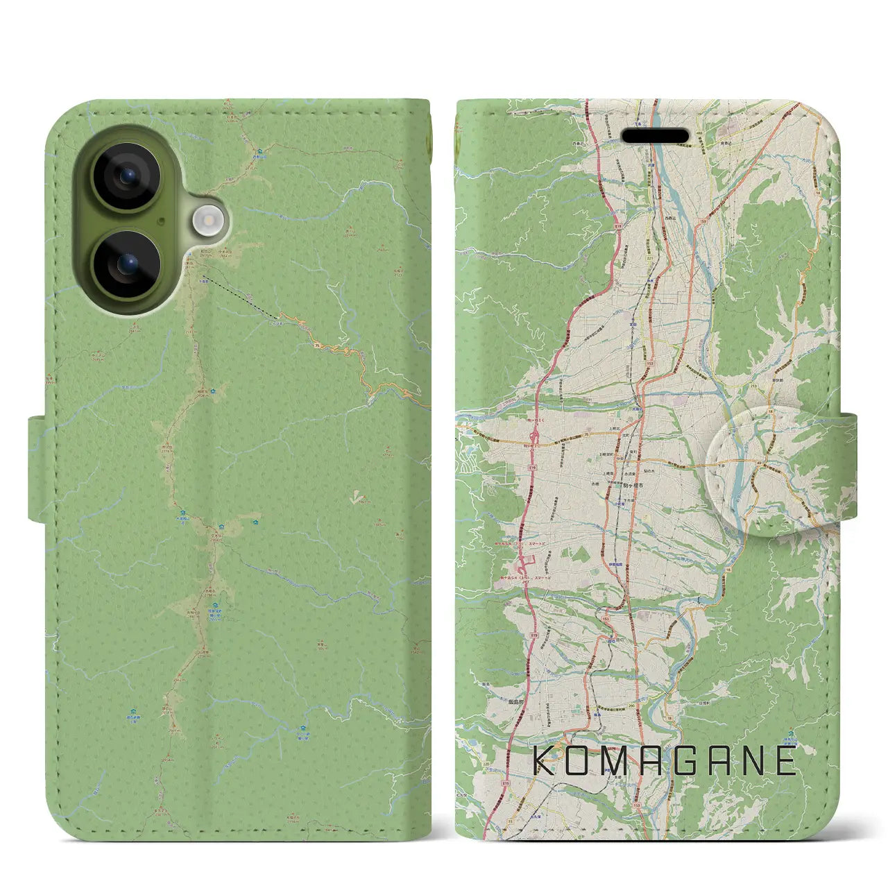 【駒ヶ根（長野県）】地図柄iPhoneケース（手帳タイプ）