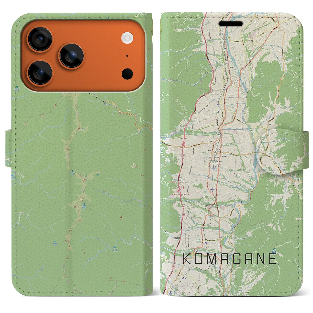 【駒ヶ根（長野県）】地図柄iPhoneケース（手帳タイプ）