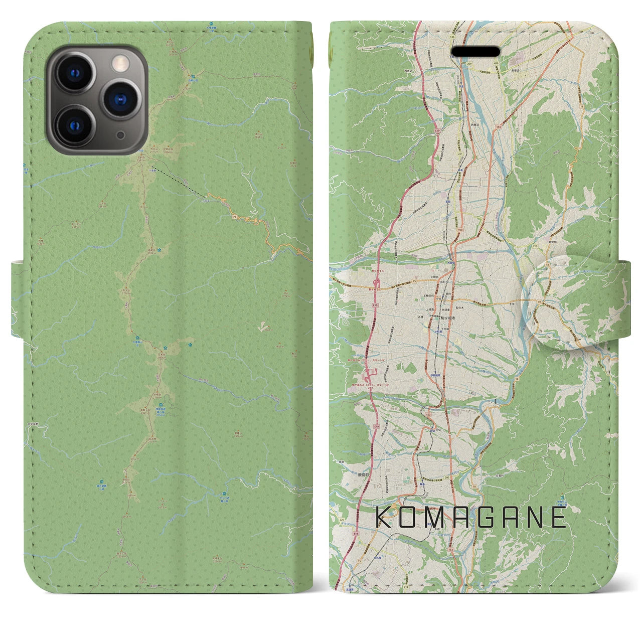 【駒ヶ根（長野県）】地図柄iPhoneケース（手帳タイプ）