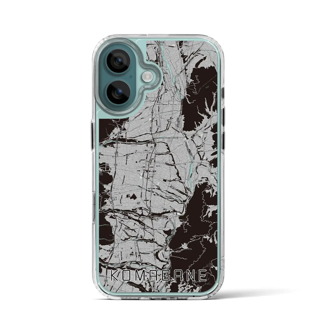 【駒ヶ根(長野県)】地図柄iPhoneケース(MagSafeタイプ)モノトーン・iPhone 16 Pro 用